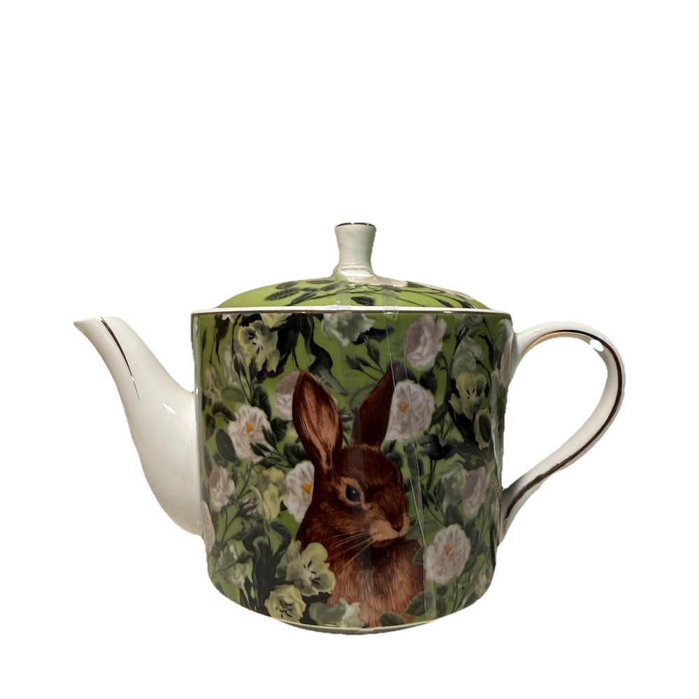 Grace Teaware Fine‎ Porcelain Teapot 36oz Easter Bunny Spring Floral NEW